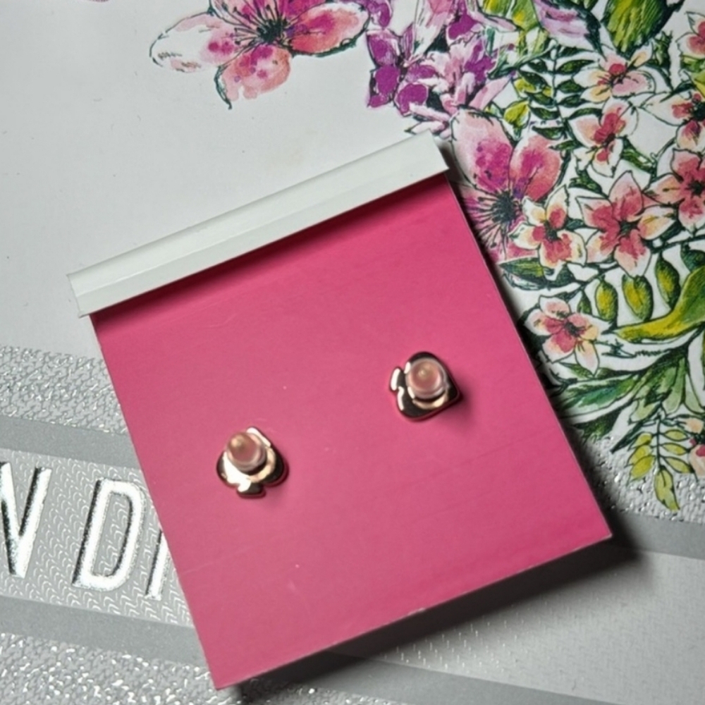Kate Spade Rosey Collection Scarlet Blooms Pave Rose Stud Earrings with Dustbag - Picture 4 of 6